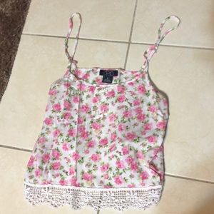 thin material floral tank top cropped